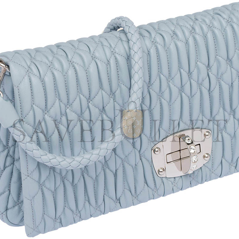 MIU MIU ICONIC CRYSTAL LEATHER BAG 5BD233 (28*14*3cm)